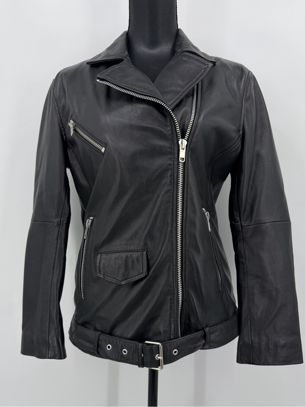Bod & Christensen Lauren Biker Mito Jacket Leather Black Size XS